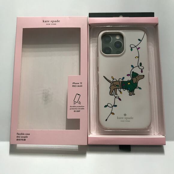 Kate Spade Phone Case iPhone 12 PRO MAX Christmas Dash Hound Rhinestone New - Picture 5 of 8